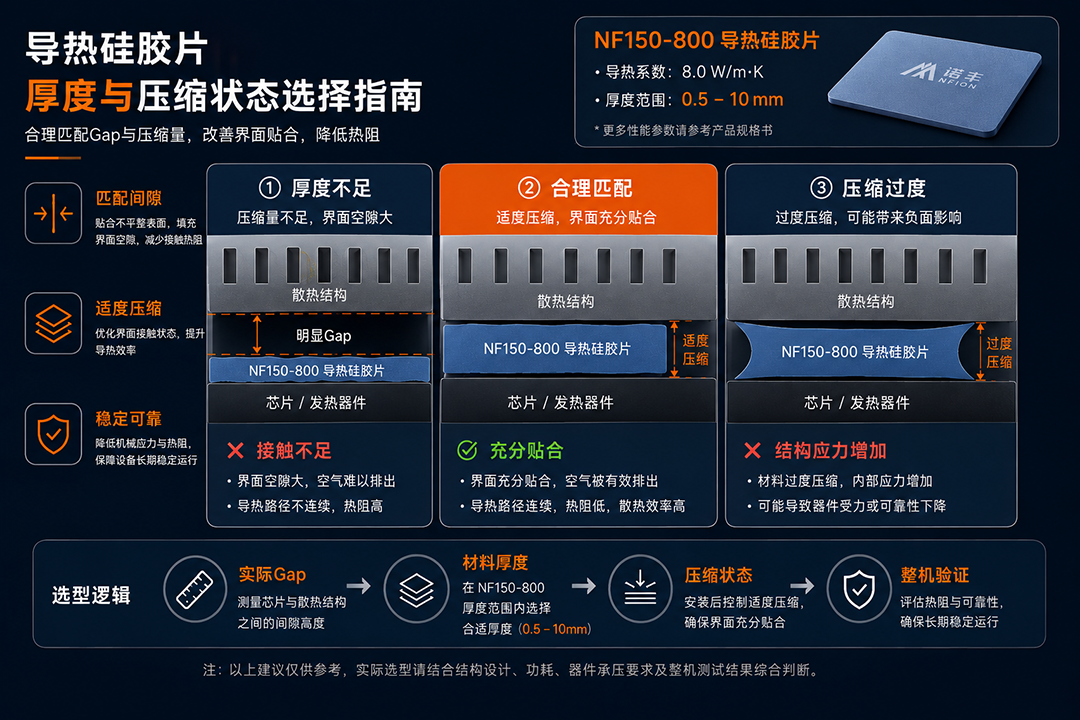 NF150-800导热硅胶片厚度与压缩状态