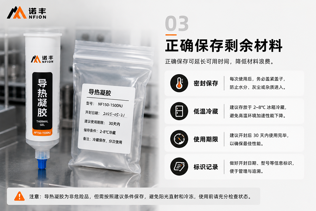 正确保存剩余导热凝胶