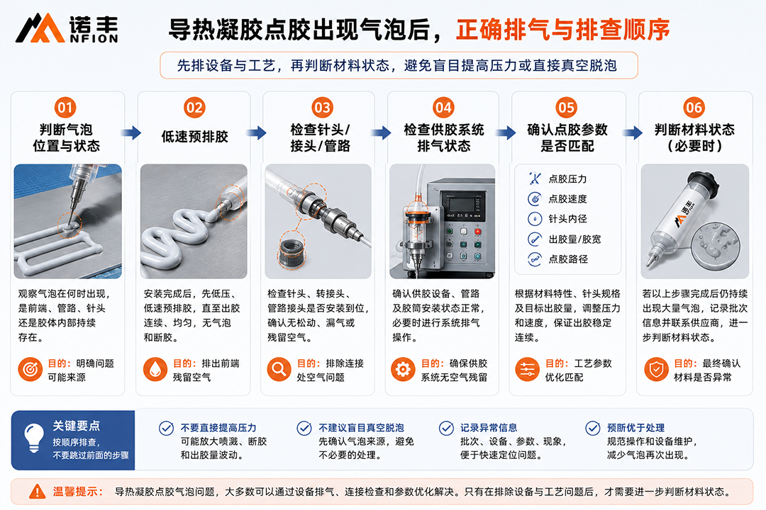导热凝胶点胶出现气泡后，正确排气与排查顺序