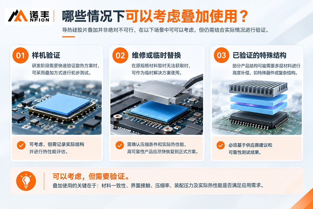 导热硅胶片叠加使用适用场景